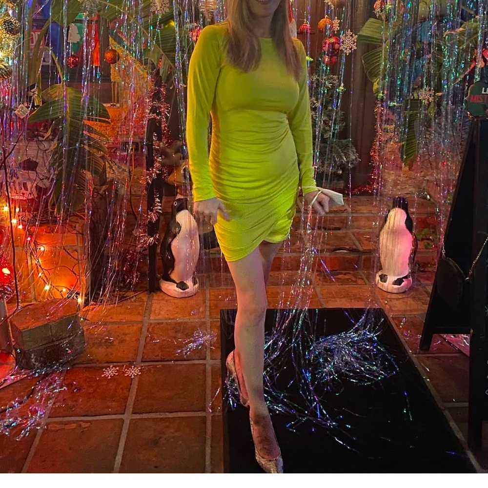 Bright yellow long sleeve dress